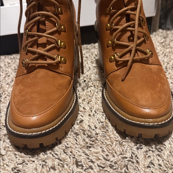 Tory Burch Tan Lace-Up Leather Boots - Picture 3 of 6